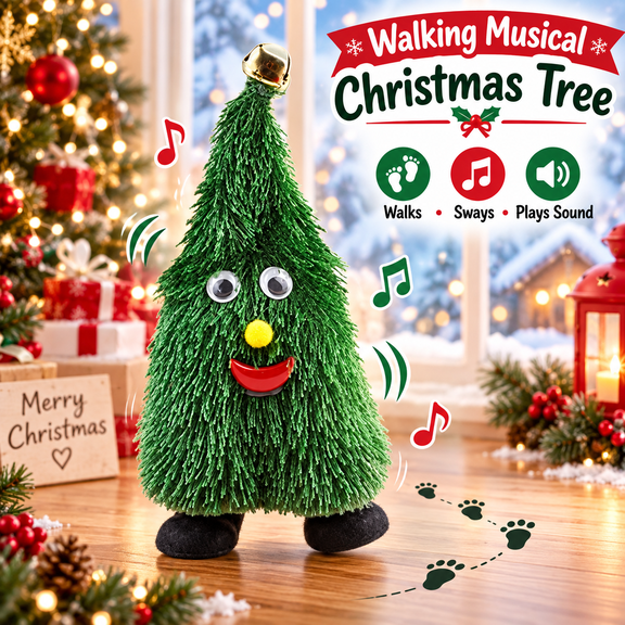 Christmas Dancing Rotating Christmas Tree Toy with Music, Animated Holiday Figure Battery Operated Tabletop Decor for Mantel, Shelf and Party