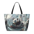 thumbnail image 2 of Daiia Panda In Futuristic City Beach Travel Bag - Water-Resistant Beach Bag, Lightweight Tote with 7 Pockets for Women and Men - Gym,Pool,Camping,Reusable Grocery Bag, 2 of 7