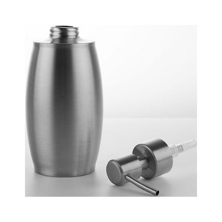 GOOHOCHY Metal Bathroom Kitchen Oval Shape Soap Lotion Pump Bottle Dispenser (Silver)