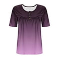 thumbnail image 6 of Otvok Spring Summer Plus Size Blouses for Women Short Sleeve Round Neck Button Up Pleated T-shirt, 6 of 6