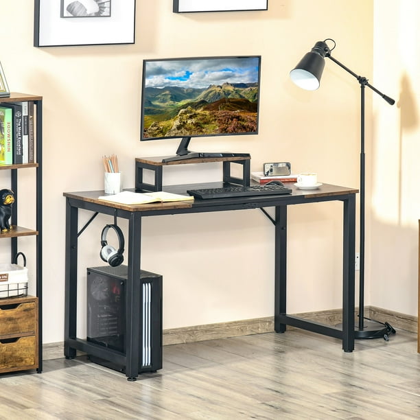 YYAO Industrial Style Computer Desk Home Office Desk with Raised
