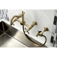 thumbnail image 2 of Kingston Brass KS1263AXBS Heritage Double-Handle Wall-Mount Bridge Kitchen Faucet with Brass Sprayer, Antique Brass, 2 of 7