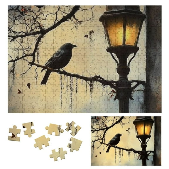 Patifu Impossible Wooden Puzzle Bird Tree Branch Lamp Post, Eco-Friendly Wood Jigsaw Gift for Family Friends 300 PCS