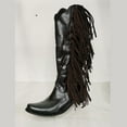 thumbnail image 2 of asdoklhq Cowboy Boots for Women,Women's Winter High Boots With Fringe Sleeve In Solid Color And Low Heel, 2 of 3