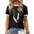 thumbnail image 2 of Pompotops Femmes Mode Décontractée Imprimé Col Rond Ample Manches Courtes T-shirt Haut Blouse Chandail Liquidation, 2 of 4