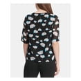 thumbnail image 2 of DKNY Womens Black Printed Short Sleeve V Neck Top Size: XL, 2 of 2