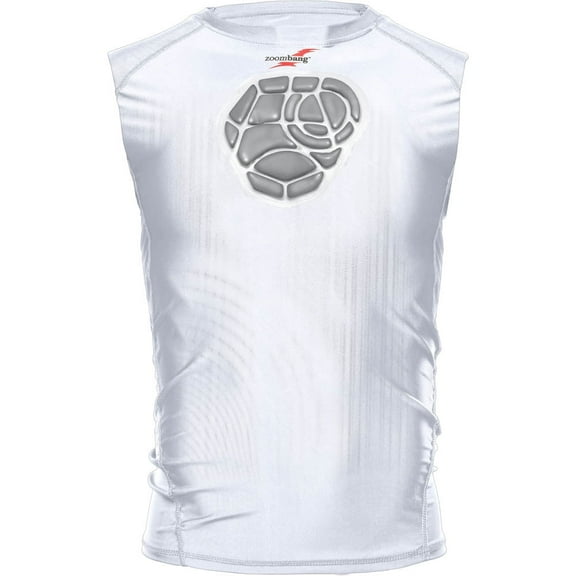 Zoombang Padded Sleeveless Chest Protector Shirt for Baseball and Softball, Youth Medium White