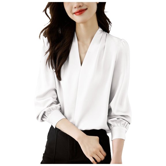 Beach Vacation Clothes for Women, Womens Tops, Elegant Women's Blouse Light Satin Chiffon Shirt for Stylish Outfits and Everyday Wear Comfortable and Versatile Top for Any Occasion