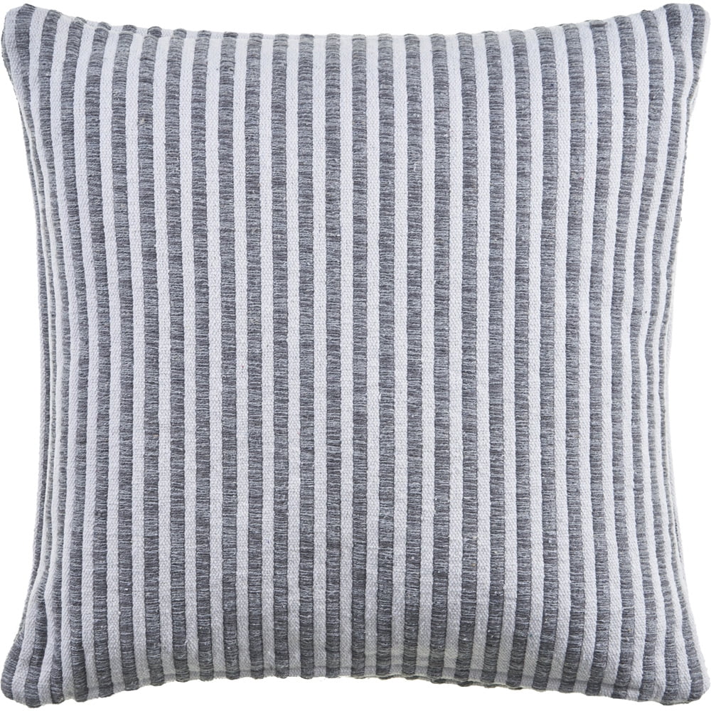 Ox Bay Hampton Set of 4 Gray/White Striped 22" x 22" Cotton Adult Decorative Throw Pillows