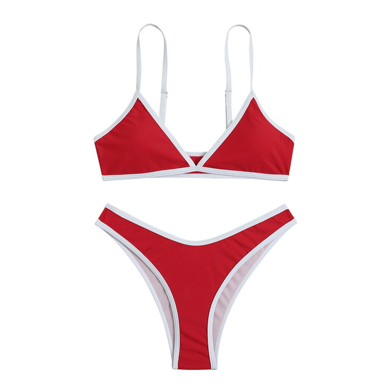 cllios Women's Bikini Swimsuits V-Wired High Leg Bathing Suit