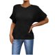 thumbnail image 1 of Blusas de Encaje de Manga Corta con Capucha de Cuello Redondo, 95% Poliéster 5% Spandex Camiseta Superior, 1 of 6