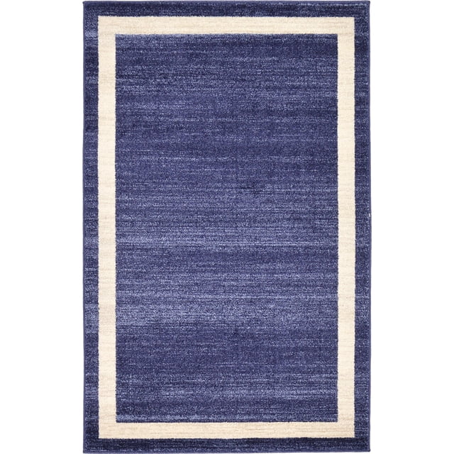 Unique Loom Del Mar Collection Contemporary Transitional Area Rug, 3' 3" x 5' 3", Navy Blue/Ivory