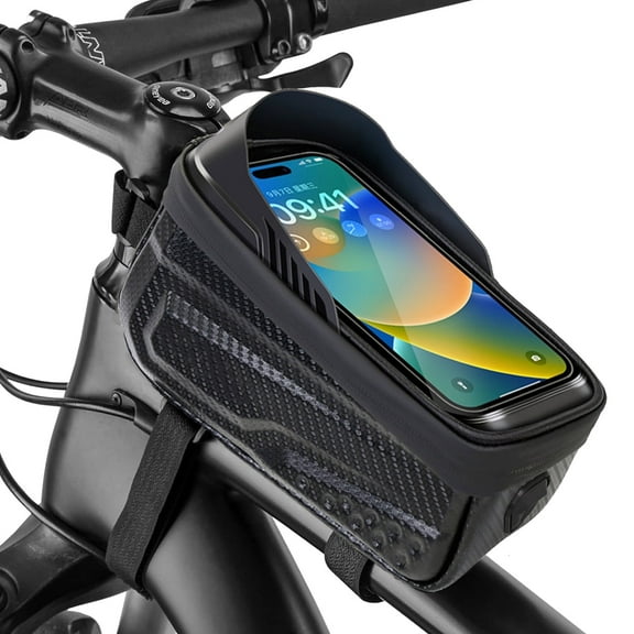 Waterproof Bike Phone Front Frame Bag – 6.8” Phone Compatible, Tube Pouch for Cycling
