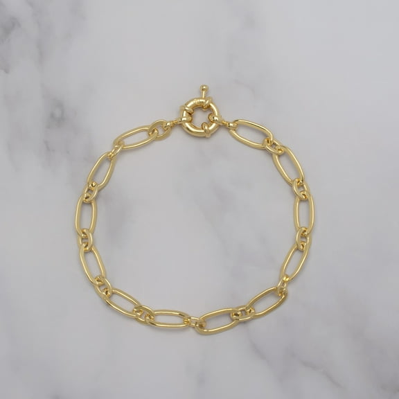 14k Yellow Gold Plated Thin Rolo Link Chain Bracelet
