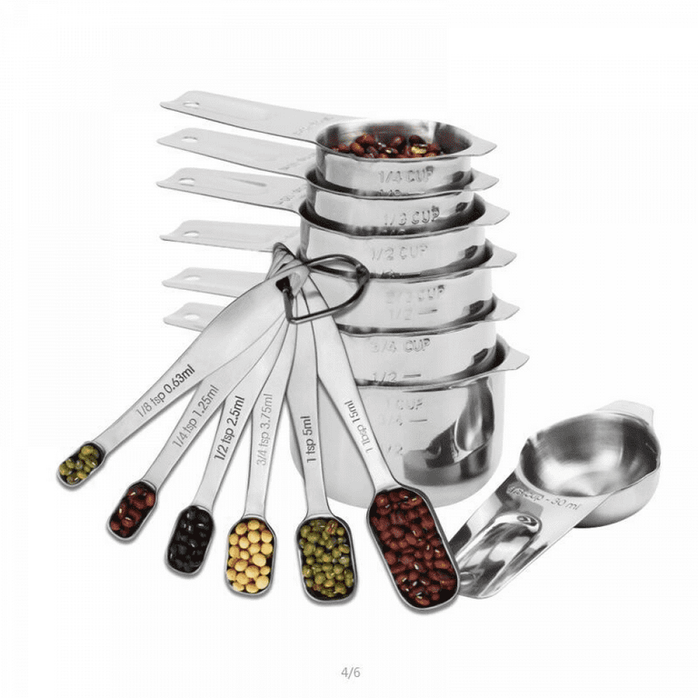 Accurate Volume,Simply Gourmet Measuring Cups and Spoons Set of 13  Stainless Steel for Cooking & Baking 