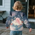 thumbnail image 5 of Xixirimido Axolotl Gifts Galaxy Print Toddler Girls Fall Winter Sweatshirt Long Sleeve Ruffle Trim Pullover Top Cute Graphic Crewneck Sweater Outfit, for 4-5T, 5 of 7