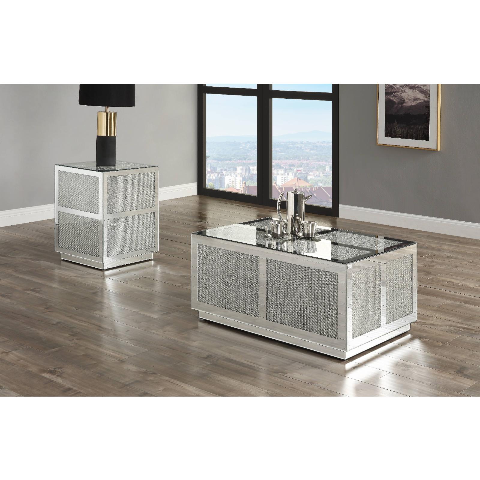 ACME Lavina End Table in Mirrored and Faux Diamonds - image 3 of 4