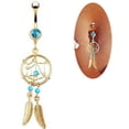 thumbnail image 2 of # Dream Catcher CZ Dangle Belly Ring 14G (1.6MM) #31 (Silver with Pink Stone), 2 of 3