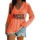 thumbnail image 1 of MHFRRA Camiseta de Manga Larga con Cuello En V y Estampado de La Bandera de Canadá para Mujer Naranja, 1 of 3