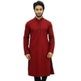 thumbnail image 1 of Atasi Men's Maroon Kurta Pyjama Set Long Cotton Tunic Shirt Ethnic Wear-Medium, 1 of 7
