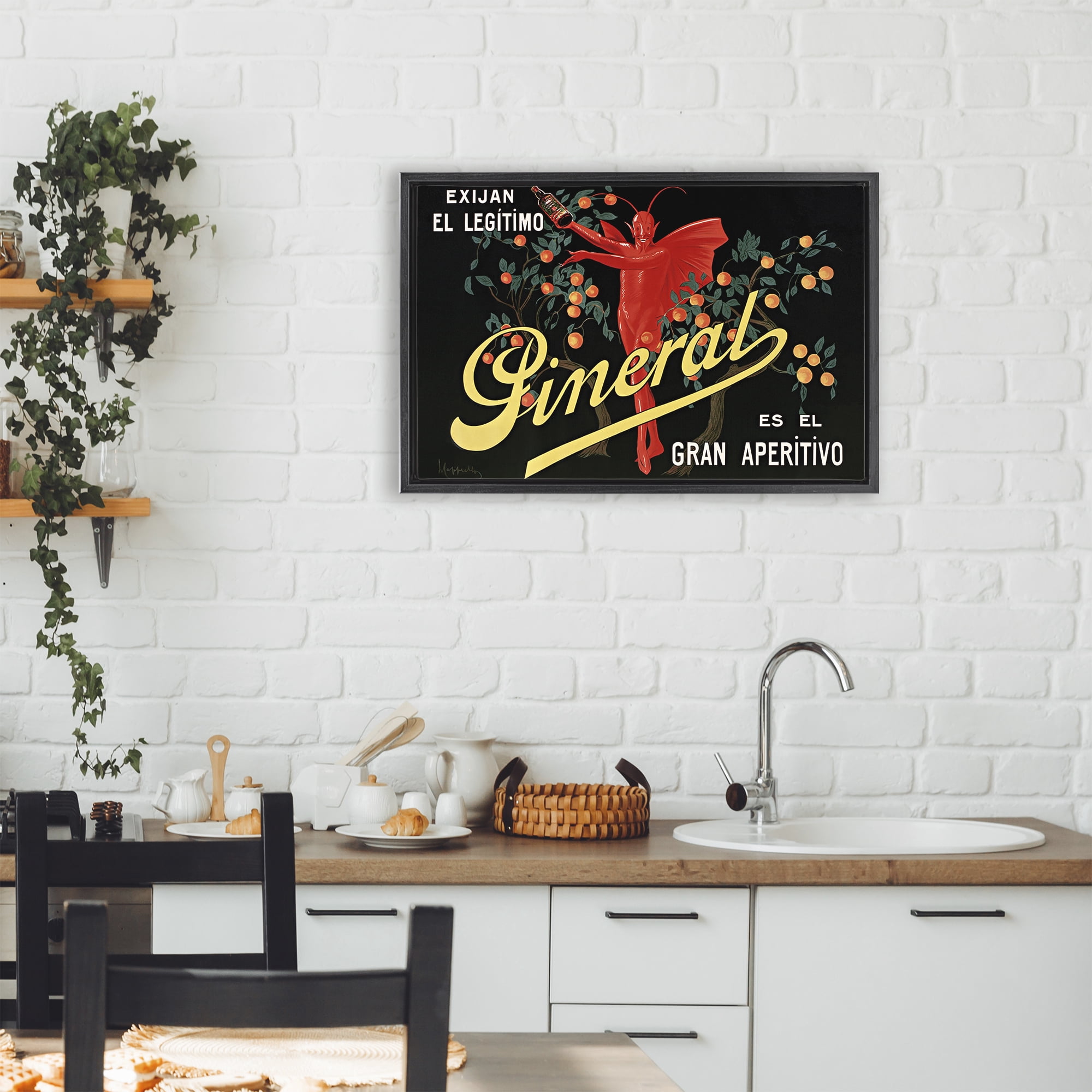 Stupell Industries Aperitif Poster with Character Black Framed Floater Canvas Wall Art, design by Leonetto Cappiello