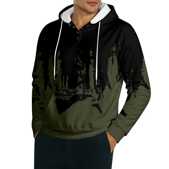 SJLDQY Mens Hoodies Casual Pullover Hooded Sweatshirts for Men Buttons Long Sleeve Fashin Graphic Fall Winter Hoodie With Pocket