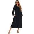 thumbnail image 1 of DEBGFS BLVB Robe en Molleton pour Femmes, Longue, à Capuche, avec Poches, Chaude et Douce, Noire, 2TG, 1 of 3