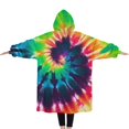 thumbnail image 2 of Oversized Wearable Blanket Hoodie,Colorful Tie Dye Pattern Sherpa Blanket Hoodie with Super Pockets,Super Warm Fuzzy Pullover for Women & Men, 2 of 6