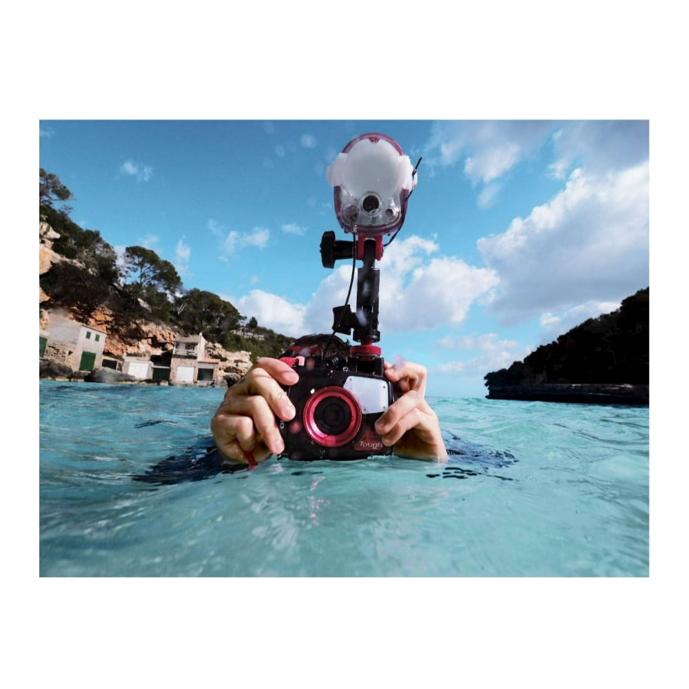 Olympus Tough TG-7 12 MP Digital Camera with F2.0 Lens and TruePic VIII Image Processor (Red) Bundle with Underwater Camera Housing for TG-6 and TG-7 Cameras (Red and Black) (2 Items)