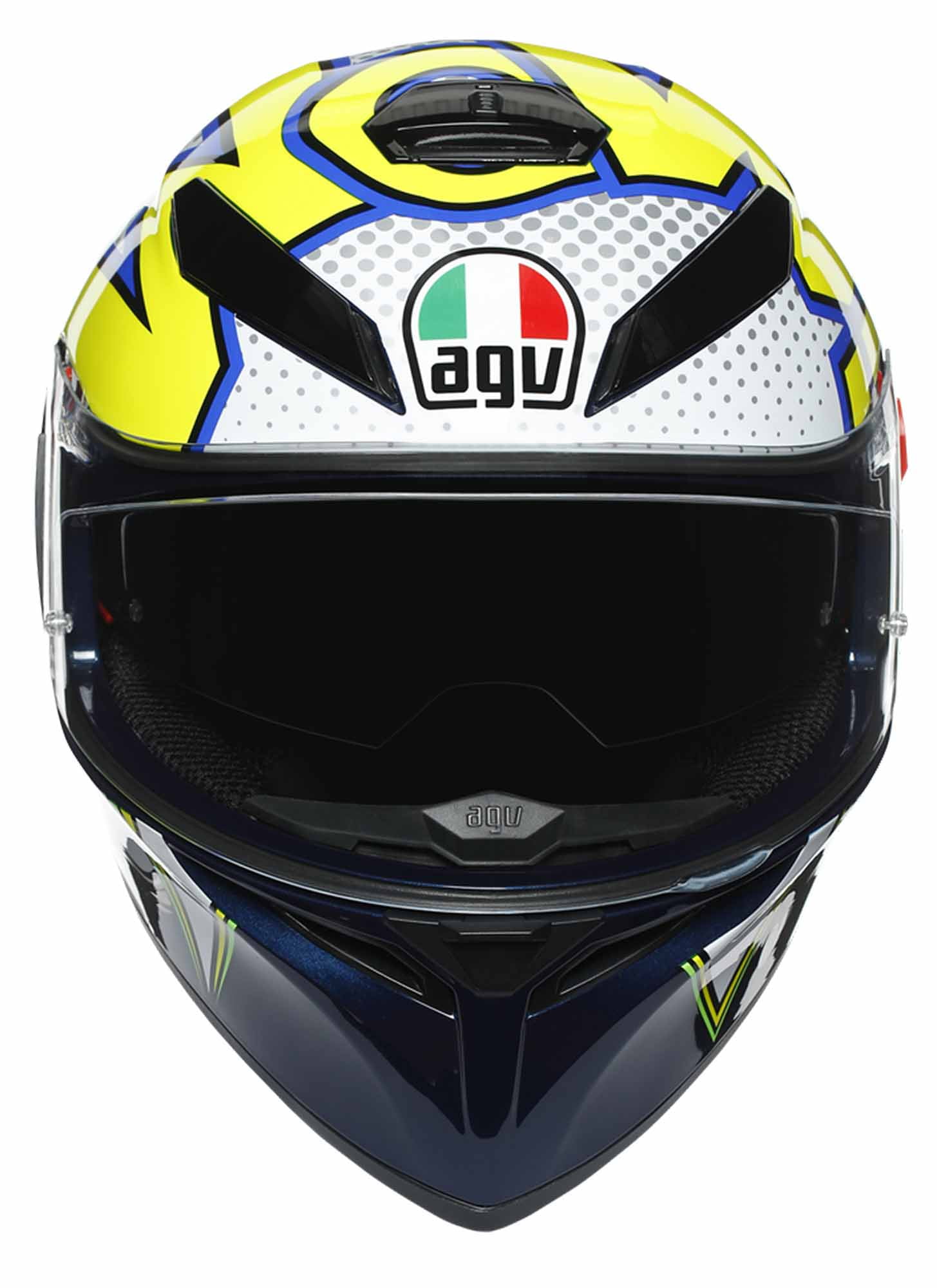 AGV K3 SV Bubble Motorcycle Helmet Blue/White/Yellow MD/LG