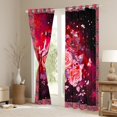 thumbnail image 3 of Red Butterfly 30%-50% Blackout Curtains 52"Wx63"L Rose Butterfly Curtains & Drapes Women,Galaxy Starry Sky Glitter Stars Animal Window Curtains Bedroom Window Treatments 2 Panels Black, 3 of 6