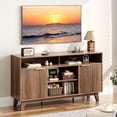 thumbnail image 6 of 58-Inch Solid Wood Boho Fluted TV Stand for 70 Inch TVs, Mid-Century Modern Media Console with Storage, Walnut, 6 of 6