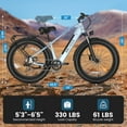 thumbnail image 3 of ANCHEER Electric Bike for Adults Peak 1000W Electric Bicycle 48V 15AH Battery Electric Bike 26" x 4.0" Fat Tire Mountain 28MPH 7 Speed Gears Electric Bike, Rear Rack,UL2849, 3 of 11
