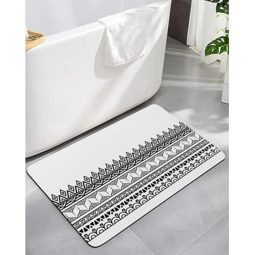 AGELMAT Boho Bathroom Rug 2' x 3',Black and White Area Rug for Bedroom Small Washable Moroccan ...