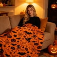 thumbnail image 2 of Miwamany Halloween Printed Fleece Throw Blanket, Soft Cozy Flannel Lightweight Plush Blanket, Warm Decorative All Season Nap Blanket for Sofa Couch Bedroom Office, Spooky Holiday Home Decor, 2 of 9