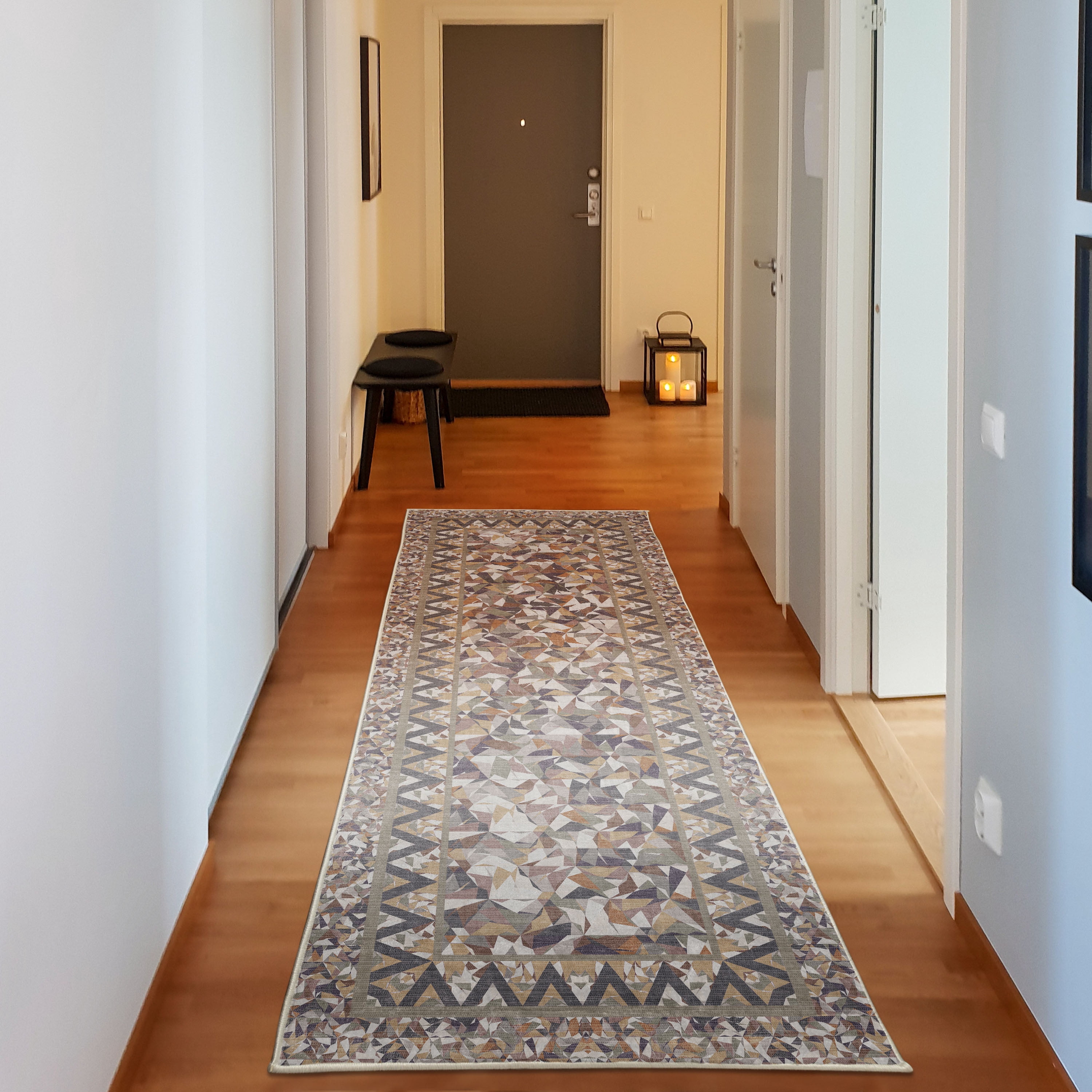 Modern Decorative Rug, Mosaic Look Abstract Polygonal Shapes Diamond ...