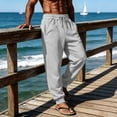thumbnail image 5 of Hearthz Cotton Sweatpants Men Elastic Drawstring Men Athletic Pants Solid Color Workout Mens Jogger Pants with Pocket Light Gray M, 5 of 5