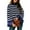 D Blue, variant on DOKOTOO Womens Striped Sweater Mock Neck Ribbed Knit Top Baggy Jumper Top Bell Sleeve Pullover Sweaters Soft Casual Winter Tops Side Split Sleeve Jumpers