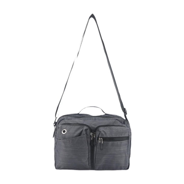 Bolso de hombro para hombre, informal, resistente al agua, portátil, moderno, con cremallera. Gris