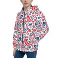 thumbnail image 2 of Pofeuu Birds Flowers Print Teenage Zipper Hoodie Sweatshirts Hooded Casual Jackets With Pocket For Boys Girls-Medium, 2 of 6