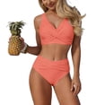 thumbnail image 4 of Levmjia Women's Push Up Bikini Set V Neck Solid Color High Waisted Swimwear with Padded No Underwire Swimsuit for Women S-2XL, 4 of 6