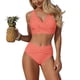 thumbnail image 4 of Tankini Moda Mujer Sin Mangas Sólido Bikini Traje de Baño Push-Up Acolchado Traje de Baño Blusa Pantalones Cuello en V Nudo Delantero Conjuntos de Dos Piezas Traje de Baño de Dos Piezas para Mujer Tra, 4 of 6