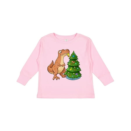 

Inktastic Tyrannosaurus Rex Decorating Christmas Tree Gift Toddler Boy or Toddler Girl Long Sleeve T-Shirt