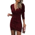 thumbnail image 1 of LilyLLL Womens Sexy V Neck Glitter Bodycon Party Evening Cocktail Mini Dress, 1 of 2