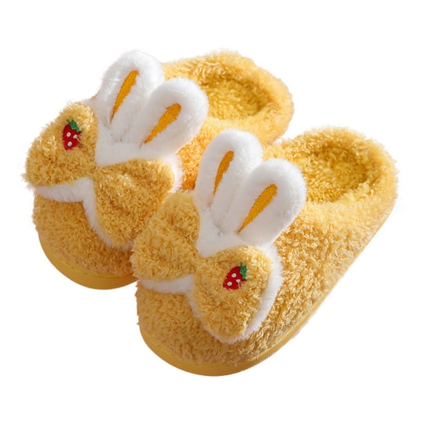 Zapatillas de casa acogedoras para niñas, pantuflas de algodón de invierno de felpa cálidas, zapatos de interior lindos para niños