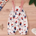thumbnail image 7 of Wxirdiow Baby Girl Patriotic Outfit My First 4th of July Baby Boy Outfit American Flag Romper Sleeveless Overalls Newborn Memorial Day Clothes Red Size,9-12 Months, 7 of 7