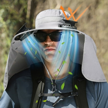 

VOAVEKE Fan For Bedroom Portable Fan Large Shawl Sun Hat Neck Protector Summer Sun Men s Outdoor Fisherman Hat Big Wind Solar Rechargeable Fan