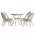 thumbnail image 2 of Flash Furniture Indoor/Outdoor Commercial Bistro 31.5" Table, Black/White Textilene, Glass Top with 4 Stack Chairs - Light Natural, 2 of 10