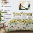 thumbnail image 3 of Cal King 4 Piece Bedding Set Pastoral Sunflower Butterfly Soft Breathable Duvet Cover and Pillowcase,Farm Eucalyptus Leaf on Linen Duvet Cover Set Washable Bed Sheets for Bedroom Dormitory Guest Room, 3 of 9