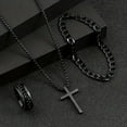 thumbnail image 2 of CUKIXA 2/3-Piece Men's Cross Jewelry Set - Titanium Alloy Necklace Bracelet Ring Gift Box, 2 of 22